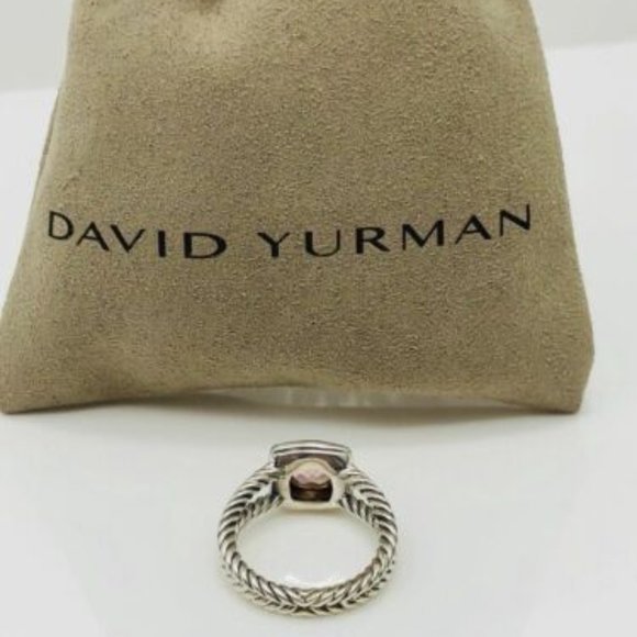 David Yurman Petit Albion Morganite w/ Diamonds Ring 5.5 - Picture 3 of 4